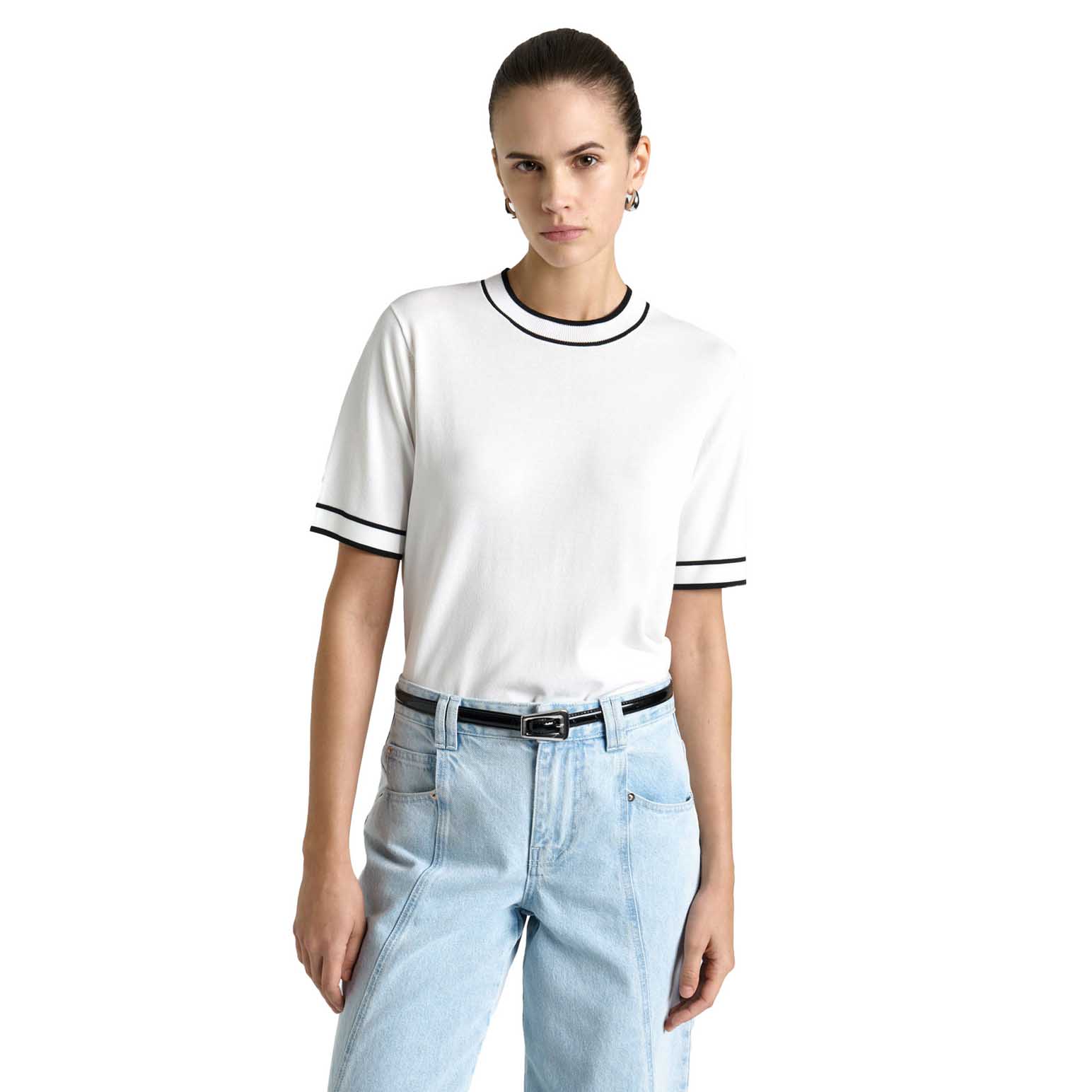 Cue Knitted Tee With Contrast Tipping